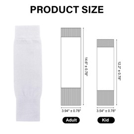 Football Sock Sleeves Soccer Shin Guards Sleeves White Team Leg Sock Sleeve Cut Football Socks for Football Games Beginner （White，Adults）