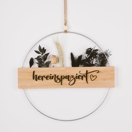 Dried Flower Wreath, Door Wreath, Dried Flowers, Welcome Sign (Dried Flowers, Black)