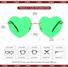 SUNBSR Rimless Heart Sunglasses for Women Fashion Cute Green Heart