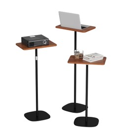 bimiti 1 Pcs Portable Laptop Floor Stand - Adjustable Height 18" to 47", Wooden Podium Stand for Projectors, Tablets & Laptops, Mobile Standing Desk for Bed, Sofa, Office & Meeting Room