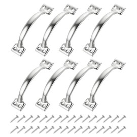 sourcing map 8pcs 6 Inches Gate Handle Metal Vintage Door Drawer Pulls Vintage Furniture Handles with Screw for Kitchen Cupboard Closet Door Silver