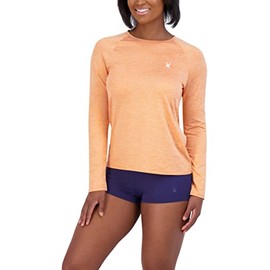 Spyder Women's Standard Quick Dry 30+ SPF Stretch Athletic Swim Long Sleeve Rashguard, Coral, Large