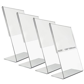 Rebanky Pack of 4 Table Stands A6 Slanted DIN A6 Acrylic Stand Price Tags Stand A6 L Stand A6 for Photos, Restaurant, Cafe, Counter, Promotions, Shop