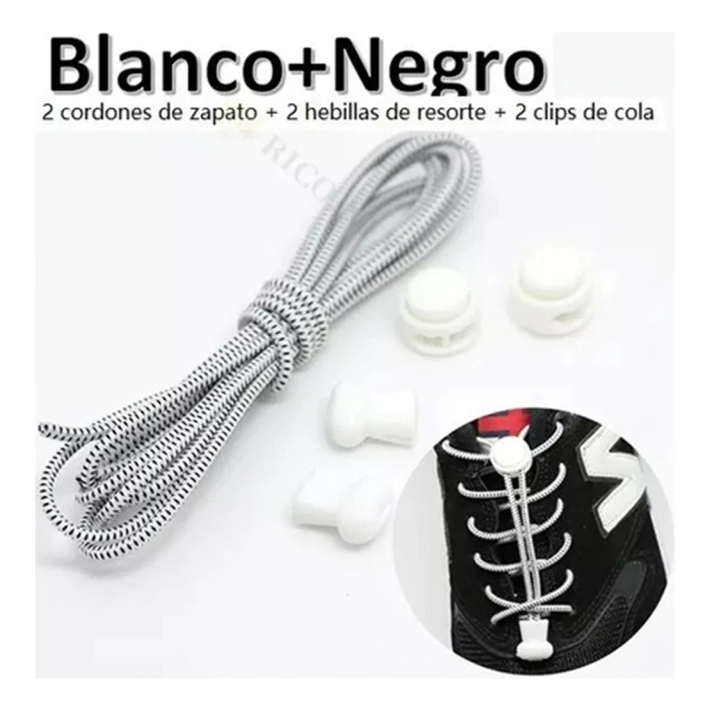 Ajustable Elasticas Deporte Cordones Niños Y Adultos 4 Pzas Negro/gris/blanco/verde