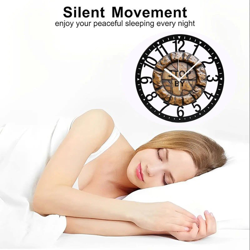 25cm Circular Iron Wall Clock with a Baseball Bat and