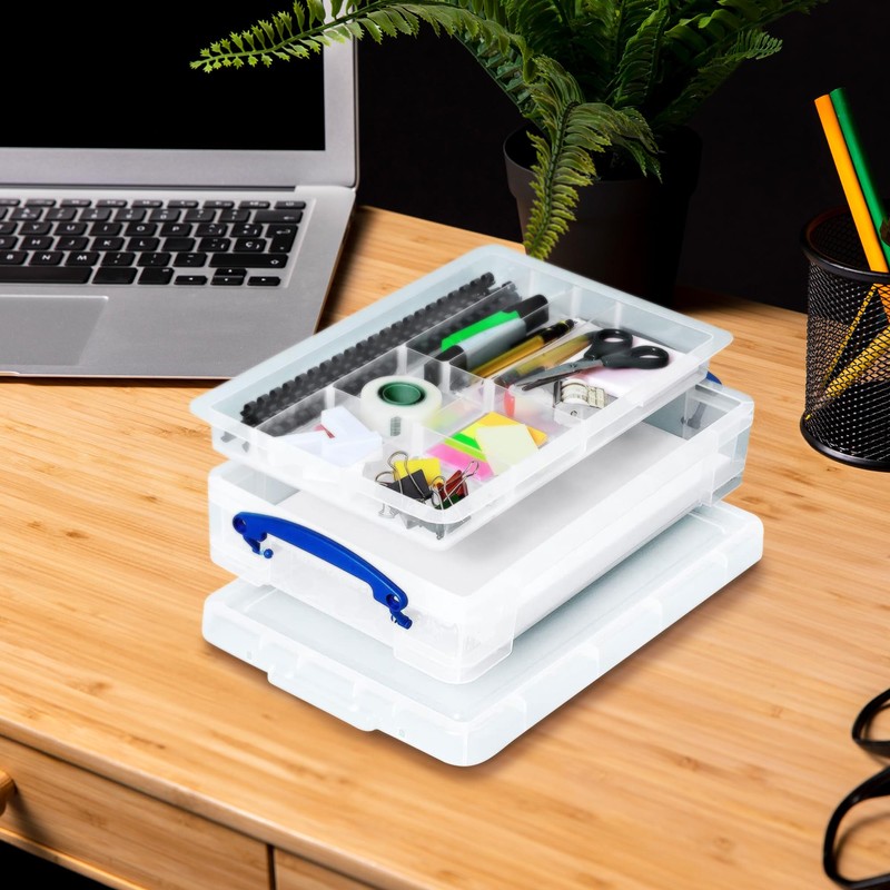 Really Useful Box 4C Plastic Stackable Storage Container with Snap