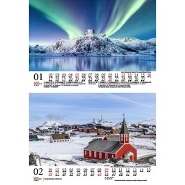 Travel Magic Nordic Countries DIN A5 Wall Calendar for 2025 Holiday Polar – Contents: 1 x Calendar, 1 x Christmas Pendant, 1 x Greeting Tag (3 Pieces)