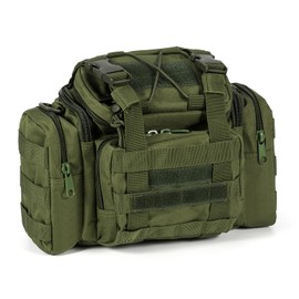Dr.Fish Lightweight Fishing Bag Multi-Pockets Holdall Shoulder Waist Handbag Water-Resistant Fishing Tackle Storage Carryall for Outdoors Hiking Hunting Camping Travel(Army Green)