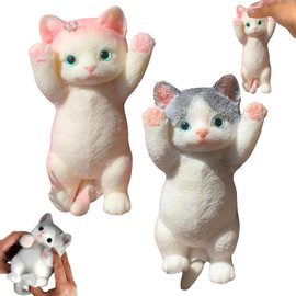 Taba Squishy Cat Toy, Pack of 2, 13 x 7 cm, Anti-Stress Taba, Squishy Cat, Squeeze, Anti-Stress Toy, Fufu Squishy, Large, Cute Cat Fidget Toys, Suitable for Children and Adults