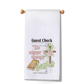 JXGZSO Christian Kitchen Towel Bible Verse Christian Dish Towel Guest Check The Answer is Always Jesus (CA Jesus Towel)
