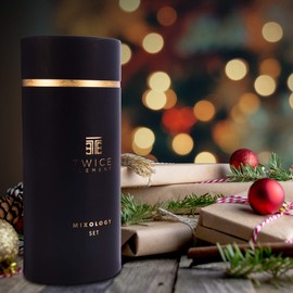 Twice Element Cocktail Shaker Set - Boston Style Shaker Kit with: Elegant Gift Box, Storage Pouch, Recipe Book and All Essential Drink Accessories | Great Gift for him