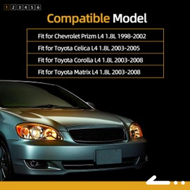 Serpentine Drive Belt Tensioner Kit, for Chevy Prizm 1998-2002, for Toyota Celica 2003-2005, for Toyota Corolla Matrix 2003-2008, L4 1.8L, Serpentine Belt Drive Component Kit Replaces# 38286 6PK1880