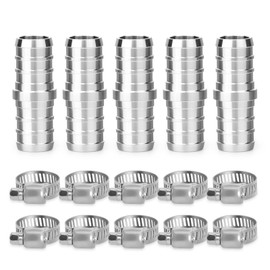 TAISHER 10PCS 304 Stainless Steel Pex Fittings, 3/4" Pex Coupling With 20PCS Hose Clamp For Pex Tubing Pipe