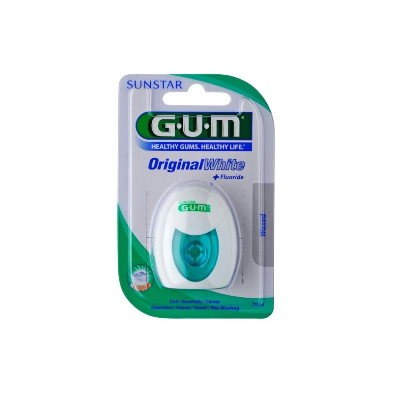 GUM Original White Hilo dental blanqueador con flúor, ayuda a