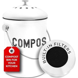 EPICA Countertop Compost Bin Kitchen | 1.3 Gallon | Odorless Composting Bin with Carbon Filters | Indoor Compost Bin with Lid | Stainless Steel Kitchen Composter for Food Scraps & Waste Recycling