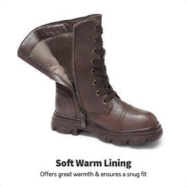 DREAM PAIRS Girls Combat Boots Side Zipper Ankle Booties SDBO2306K Size 5 Big Kid Brown