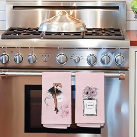 Yomisex Black and Pink Bathroom Decor Pink Bathroom Accessories Set of 2 Hand Towels Pink Bathroom Decor Towels Pink Bathroom Decor Towels Flower Towels for Bathroom-Pink