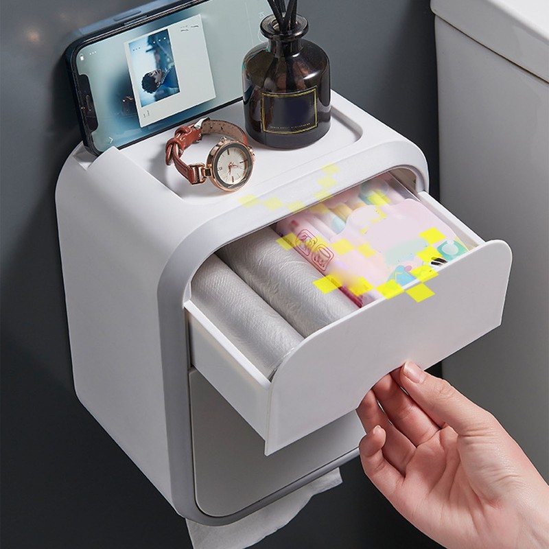 Paper Holder Box Wall Mounted Punching Free Waterproof Paper Towel
