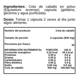 Cola De Caballo - 60 Cápsulas - Suplemento Alimenticio Sabor Sin sabor                                                                                