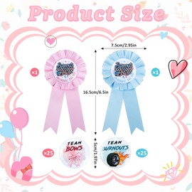 Burnouts or Bows Gender Reveal Decorations - 50 Pcs Burnouts Bows Gender Reveal Button Pins with 2 Pcs Daddy to be & Mommy to be Tinplate Badge Pin, Team Boy or Team Girl Party Favors for Baby Shower