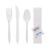 50 Plastic Cutlery Packets - Knife Fork Spoon Napkin Salt
