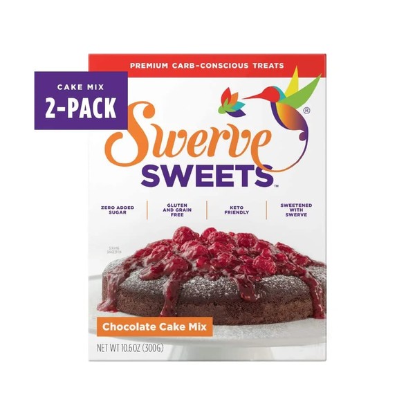 Swerve Sweets Chocolate Cake Baking Mix - Keto Diet Friendly, Low Carb, Gluten Free, Easy to Make and Just 3g Net Carbs, 10.6 Oz - 2 Pack