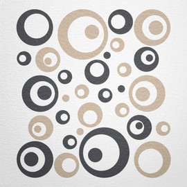 WANDfee® Wall Tattoo, Circles, Dots, 50 Stickers, Colour Choice For Children's Bedroom, Living Room, Hallway, Bathroom, Kitchen, Tile Stickers, beige
