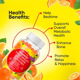 BionerLab Magnesium Glycinate Chewable Gummies (600mg) for Kids & Adults Women Men - Vegan Complex with Calcium Potassium Vitamin D B6 L-Theanine - Sugar & Gluten Free - Orange Flavor