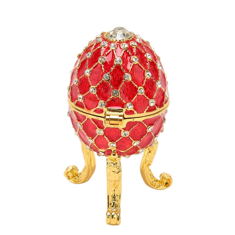 Egg Shaped Trinket Box Zinc Alloy Hinged Jewelry Ring Holder