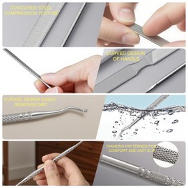 2PCS Long Steel Nail File for Onychomycosis and Ingrown Nails, Dual-Ended Toenail Lifter for Thick and Fungal Nails, Ultimate Manicure & Pedicure Tool for Men and Women