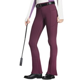 FitsT4 Sports Women's Full Seat Horse Riding Pants Bootcut Riding Tights with Pockets Equestrian Breeches for Women Burgundy XS