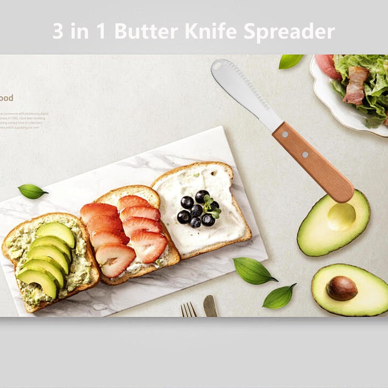 Stainless Steel Butter Spreader Butter Knife Spreader with Wood Handle