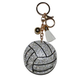 Popfizzy Bling Volleyball Keychain for Backpacks, Volleyball Plush Key Chain for Girls, Volleyball Bag Tag, Volleyball Gift