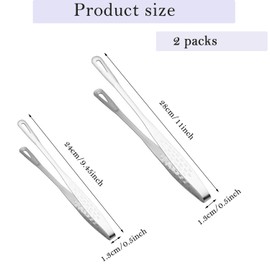 2 Pcs Professional Stainless Steel Cooking Tweezers - Kitchen Tongs for Precision Plating, BBQ, Serving & Garnishing -Chef Tweezers for Home & Restaurant Use (Silver)