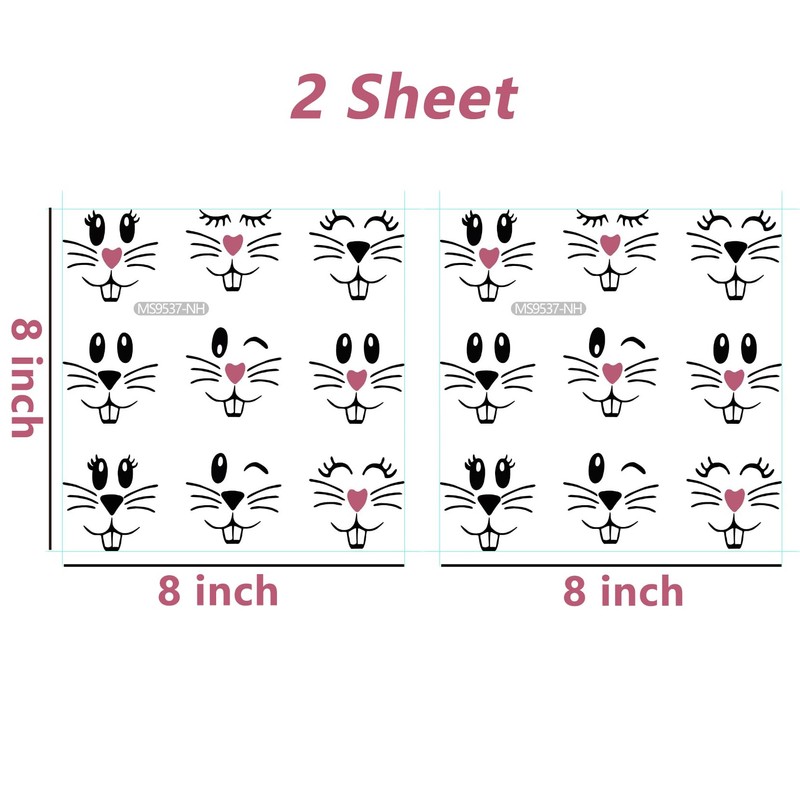 18 Pcs Easter Bunny Face Vinyl Decals - Bunny Faces