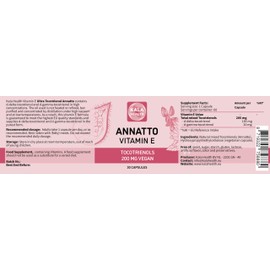 Annatto Tocotrienols Vegan Kala Health Vitamin E Supplements, Tocopherol Free, Eannatto Capsules Without PAH's and contaminants - Improved from Deltagold - 200mg - Non-GMO & Antioxidant (30)
