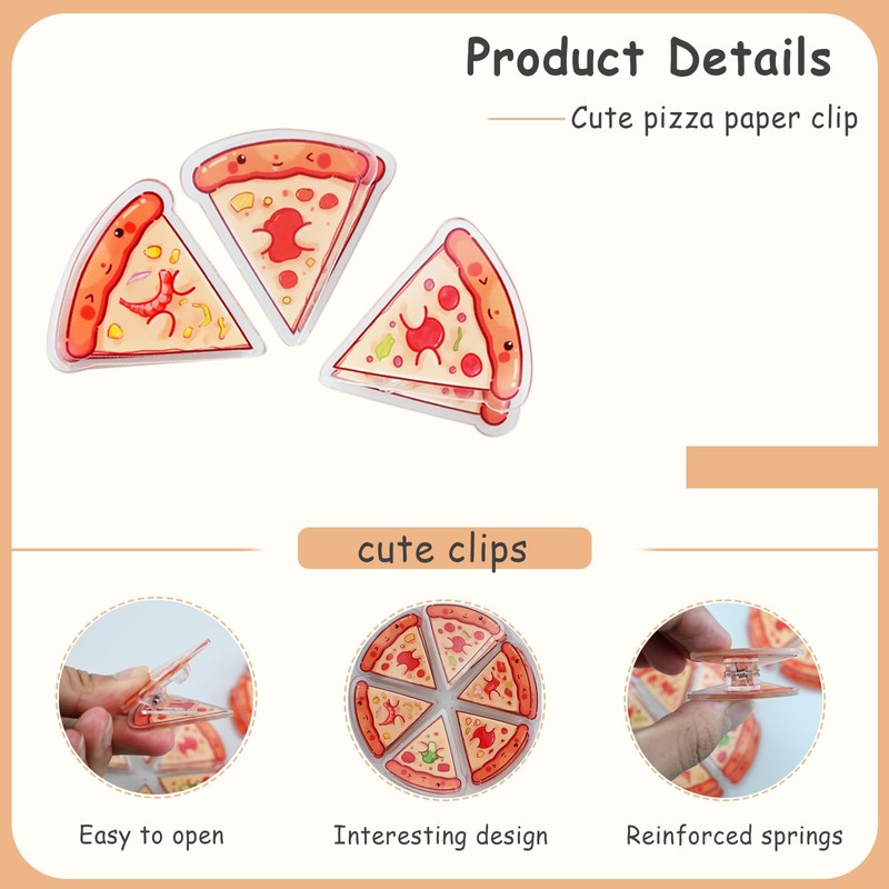 12 PCS Pizza Shaped Chip Clips for Food Storage, Funny