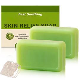 jioijioi 2Pcs Teatree Oil Soap,Relief Soap Bar,Natural Foot & Body Soaps,Relief Soap Bar Infused with Tea TreeOil,Deep Cleansing Bar Soap for Men Women