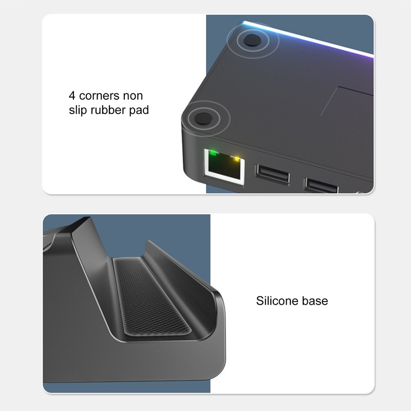 Docking Station Black 6 in 1 Charging Base RGB LED