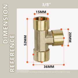 Bwintech 2 pieces 3/8 inch female thread BSP 3 way connector brass tee female thread pipe fittings