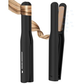 Cordless Straightener and Cordless Curling Iron 2 in 1, Portable Hair Straightener Rechargeable with 4600mah Battery Operated, Mini Hair Straightener Cordless, 200 Million Negative Ions, for Travel