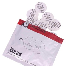 DocCheck Disposable Electrodes "Bzzz" - Pack of 30 Push Button Connection, Diameter 50 mm, Foam, For ECG and Ergometrics, Good Contact Properties, Lasting Conductivity, Comfortable to Wear,