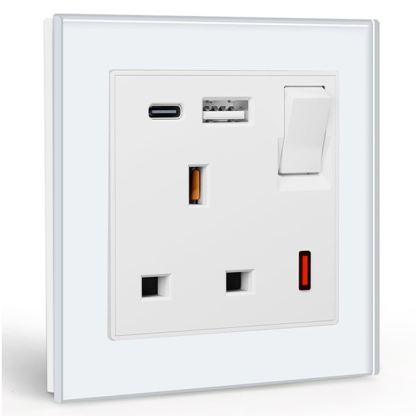 BSEED Single Socket 13A with USB A and USB C