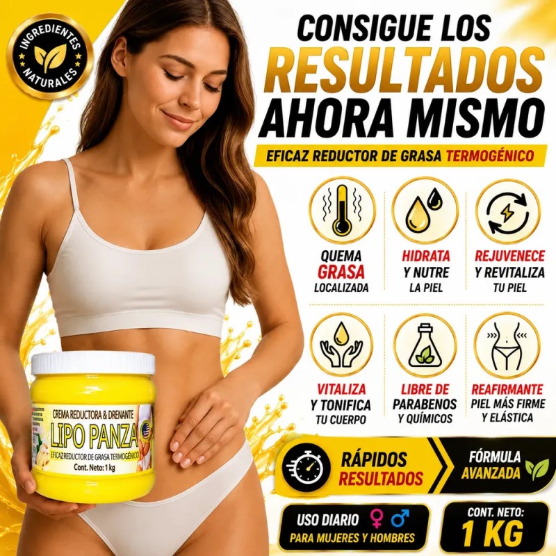 Crema Reductora Temogénico Lipo Panza 1 Kg Jengibre Relingo