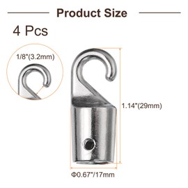 sourcing map 4Pcs Silver Window Tilt Rod Hooks Tip, Alloy Curtain Pull Rod Hooks Repair Vertical Blind Wand Replacement Parts Hook for Window Blind Stick Accessories