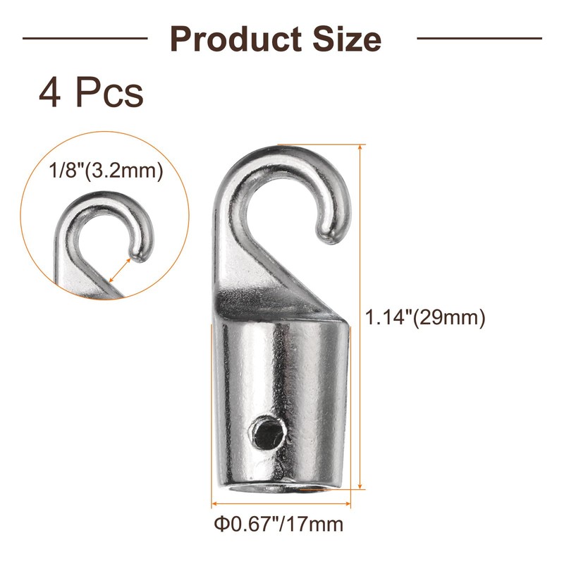 sourcing map 4Pcs Silver Window Tilt Rod Hooks Tip, Alloy