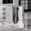 WDHODEC Silver Mirror Mosaic Trash Can (9.8" Tall) | Narrow