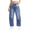 Ladyful Barrel Jeans for Women Wide Leg Elastic Mid Rise