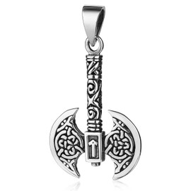 MATERIA by Matthias Wagner Viking Axe Pendant 925 Silver Celtic Jewellery Men's KA-27, Silver