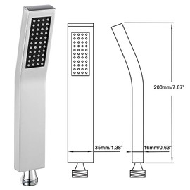 Asyas Square Solid Brass Handheld Shower Head High Pressure Single Function Hand Shower Head Sprayer Chrome